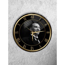 Olinpa Kırılmaz Cam Duvar Saati , Hem Tablo Hem Saat Yuvarlak Atatürk Temalı Ev Ofis Hediyesi