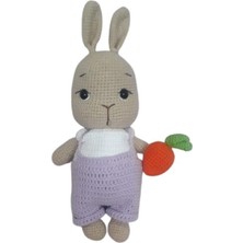 Lila Tulumlu Havuçlu Bal Yanak Tavşan Amigurumi Organik Oyuncak
