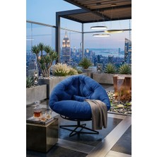 AVYNA Lonmilor™ 360° Derece Döner Mekanizmalı Berjer Tekli Koltuk - Modern Tasarım - Lacivert