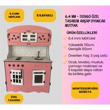 Özgürce Renkli Ahşap Kız Çocuk Montessori Mutfak Eğitici Seti 80X60