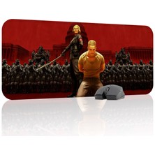 mousepad bastir Wolfenstein Kaymaz Dikişli Kauçuk Oyuncu Mousepad V4 - 70X30 Xl Gaming Mouse Pad Fare Altlığı