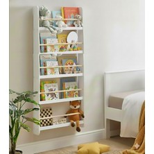 Özgürce 5 Katlı Ahşap Çocuk Kitaplık, Duvar Montessori Raf, 100 cm Genişlik