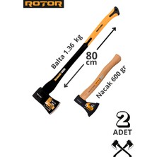 Rotor Fiber+Ahşap Saplı 1360GR+600GR 2’li Balta Nacak Seti