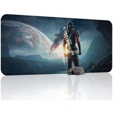 mousepad bastir Mass Effect Kaymaz Dikişli Kauçuk Oyuncu Mousepad V3 - 90X40 Xxl Gaming Mouse Pad Fare Altlığı