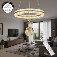 St Aydınlatma Heidi Gold Kaplamalı Kumandalı 3 Renk Işıklı Lüks Tasarım Ledli Avize Çap 40 cm