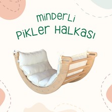 Özgürce Renkli Minderli Pikler Halkası ve Montessori Ahşap Tırmanma Kemeri