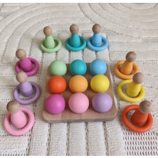 Özgürce Renkli Top Halka Peg Bebek Seti, Montessori Eğitici Oyun Seti