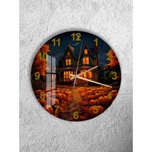Olinpa Kırılmaz Cam Duvar Saati , Hem Tablo Hem Saat Yuvarlak Halloween Temalı  Ev Ofis Hediyesi