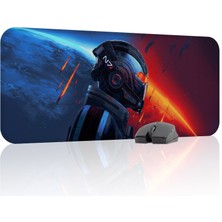 mousepad bastir Mass Effect Kaymaz Dikişli Kauçuk Oyuncu Mousepad V1 - 70X30 Xl Gaming Mouse Pad Fare Altlığı