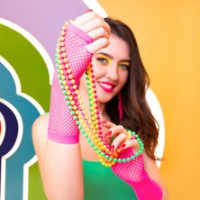 Tahtakale Retro Neon Fuşya File Parmaksız Eldiven 26 cm