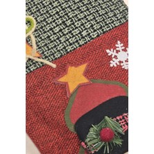 Tam12den Yılbaşı Dekoratif Çorap 3D Kırmızı Kareli Kardan Adam 35 cm