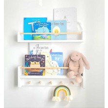 Özgürce 60CM Montessori Askılık Kitaplık Ikili Set, Bebek Odası Organizer