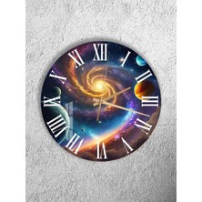 Olinpa Kırılmaz Cam Duvar Saati , Hem Tablo Hem Saat Yuvarlak Modern Astroloji ve Yıldız Temalı  Ev Ofis Hediyesi