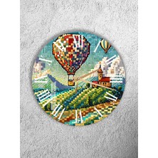 Olinpa Kırılmaz Cam Duvar Saati , Hem Tablo Hem Saat Yuvarlak Balon Temalı  Ev Ofis Hediyesi