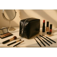 Suni Deri Makyaj Çantası Düzenleyici Seyahat Tipi Çanta ÖLÇÜ:22X15CM