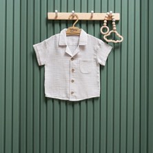 Tiffany Apaş Yaka Müslin Erkek Bebek Gömlek - 12 - 18 Ay Gri