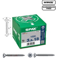 Spax Evrensel Vida 3.5 x 18MM 1.000 Adet Tam Dişli Havşa Başlı Yıldız Z1 Spax-S Versiyon Wırox Kaplama