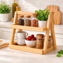 Mighty Doğal 2 Katlı Ahşap Mutfak Düzenleyici & Meyvelik