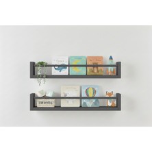 Özgürce 80X9 Antrasit Mdf Çocuk Odası Montessori Eğitici Kitaplık Seti