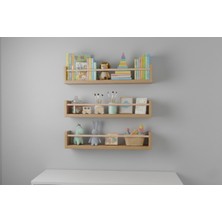 Özgürce Renkli 70X9X3 cm Çoklu Çam Mdf Çocuk Odası Organizer Seti