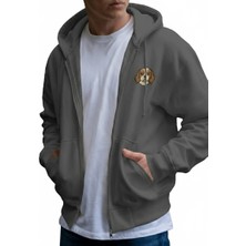 Muhtar Store Erkek Cavalier King Charles Baskılı Oversize Fermuarlı Hoodie