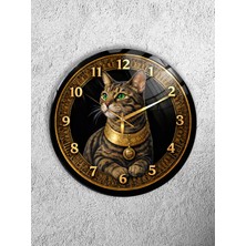 Olinpa Kırılmaz Cam Duvar Saati , Hem Tablo Hem Saat Yuvarlak Kedi Temalı Ev Ofis Hediyesi