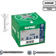 Spax Evrensel Vida 3.5 x 16MM 1.000 Adet Tam Dişli Havşa Başlı Yıldız Z1 Spax-S Versiyon Wırox Kaplama
