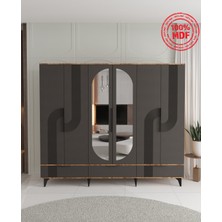 T&B Ekin 6 Kapaklı Çekmeceli Gardırop - Tamamı Mdf