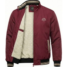 Ixir Içi Kürklü Nakış Armalı Mevsimlik Erkek Mont & Ceket Bordo