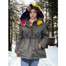 Glam Love Su Geçirmez Kapüşonlu Mont - Füme -