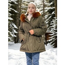 Glam Love Su Geçirmez Kapüşonlu Mont - Haki -