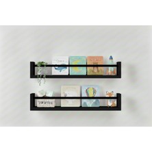 Özgürce 40X9 Siyah Mdf Çocuk Odası Montessori Eğitici Kitaplık 2'li Set