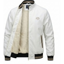 Ixir Içi Kürklü Nakış Armalı Mevsimlik Erkek Mont & Ceket Bej & Kırık Beyaz