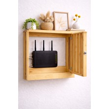 Mighty Doğal Çam Ahşap Duvar Tipi Modem Gizleme ve Dekoratif Raf Kutusu