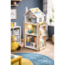 Özgürce 9 Raflı Ahşap Montessori Çocuk Odası Kitaplık, Eğitici ve Şık Tasarım