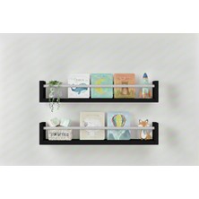 Özgürce 40X9 Siyah Mdf Çocuk Odası Organizer Seti, Montessori Eğitici Kitaplık