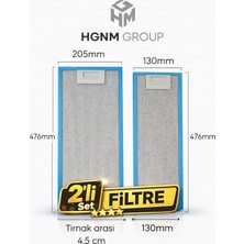 Hgnm E-Trading Davlumbaz Filtre Seti 475X130 mm + 475X205 mm – Esty 1350, 1390, Integrа 60, Kamilla 600 Uyumlu Alüminyum Yağ Filtresi