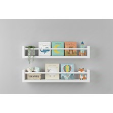 Özgürce 40X9 Çocuk Odası Montessori Organizer 2'li Kitaplık ve Banyo Rafı Seti