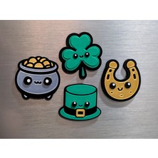 ADA 3D Şans Getiren Dört Yapraklı Yonca Altın Dolu Kazan Nal Figürlü Buzdolabı Magneti