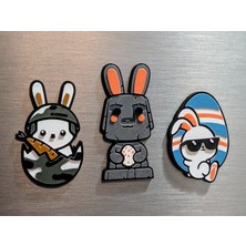 ADA 3D Paskalya Tavşanı Asker Kamuflajlı ve Taş Heykel Figürlü Buzdolabı Magneti