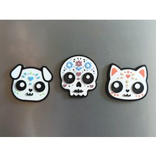 ADA 3D Meksika Ölüler Günü Coco Temalı Kuru Kafa Kedi Köpek Buzdolabı Magneti