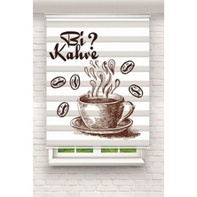 YZNHOME “bi Kahve?” Yazılı Sıcak Kahve Fincanı Zebra Perde – YZN-1033