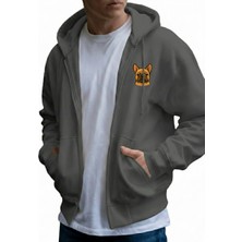 Muhtar Store Erkek French Bulldog Baskılı Oversize Fermuarlı Hoodie