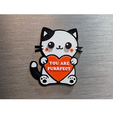 ADA 3D You Are Purrfect Yazılı Kalpli Kedi Figürlü Sevgililer Günü Hediyesi Buzdolabı Magneti
