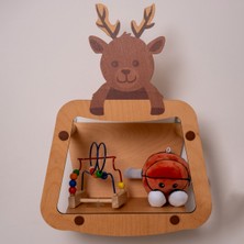 Özgürce Yüksekliği Ayarlanabilir Çocuklar Için Ahşap Hayvan Figürlü Duvar Rafı