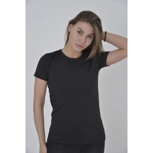 Glam Love Omuz Fileli Slim Fit T-Shirt - Siyah -