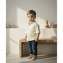 MİNİ AURA Mini Aura Erkek Çocuk Bağarlık Şık Kombin Krem Gömlek-Kot Pantolon