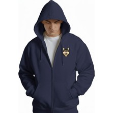 Muhtar Store Erkek Husky Baskılı Oversize Fermuarlı Hoodie