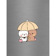 ADA 3D Şemsiye Altında Yürüyen Aşık Dudu Bubu Panda Ayıcık Çifti Dekoratif Buzdolabı Magneti