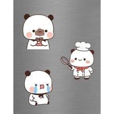 ADA 3D Çikolata Yiyen Ağlayan Şef Aşçı Dudu Bubu Panda Seti Sevgili Hediye Buzdolabı Magneti